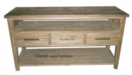 Code: SJAT 024 Name: Simplicity Console Table With Shelf 3 Drawers Size: W=120 x D=45 x H=78 cm  Wood: Solid Teakwood